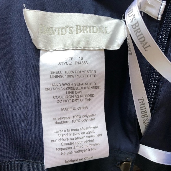 NWT David’s Bridal Satin Strapless A- line Bead Neckline gown maxi dress - Picture 8 of 9